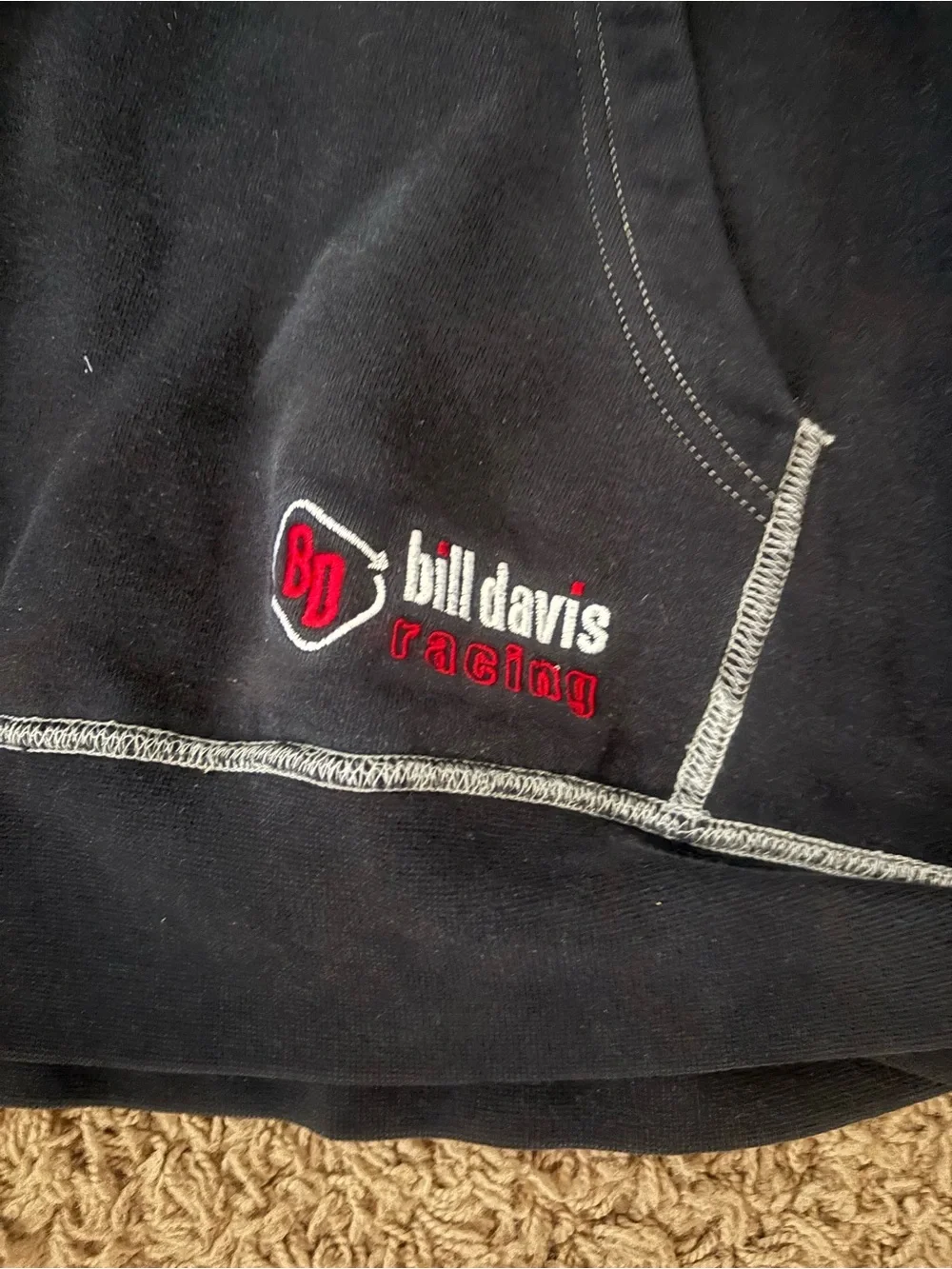 Vintage Dave Blaney NASCAR Caterpillar Hoodie Black Contrast Stitch Bill Davis